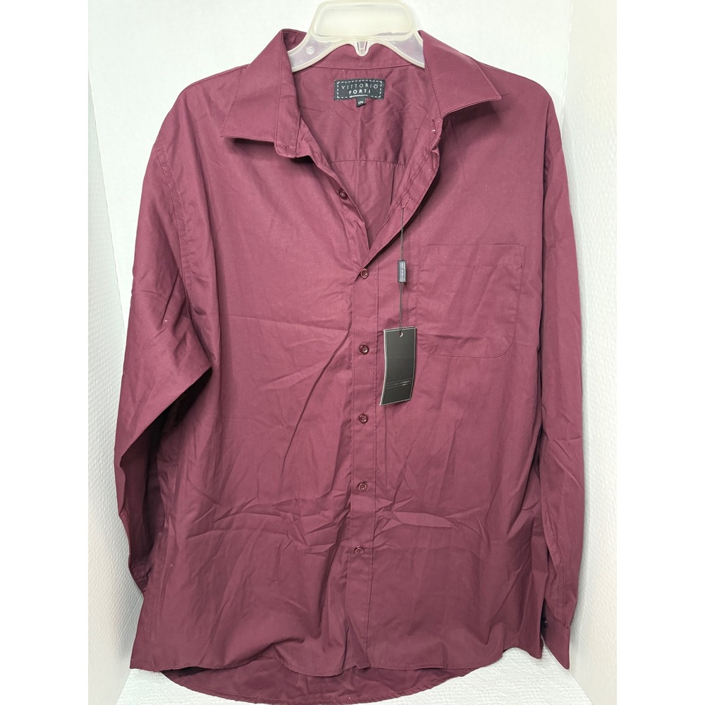 Vittorio Forti Dress Shirt Long Sleeve Button Down Collared Top 17 1/2
